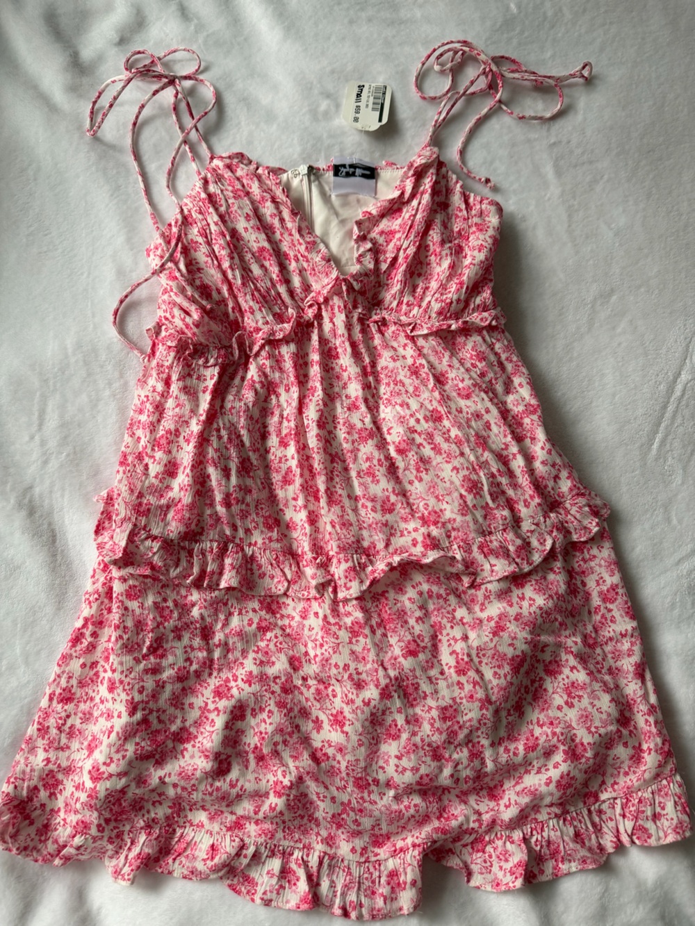 For Love and Lemons Pink Floral Drawstring Sundress